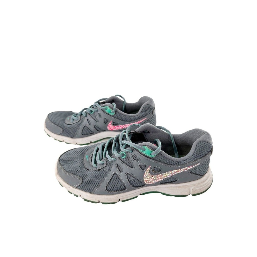 Nike Revolution Graphite 6 Pink Mint Running Sneakers Athletic Glitter Bling‎